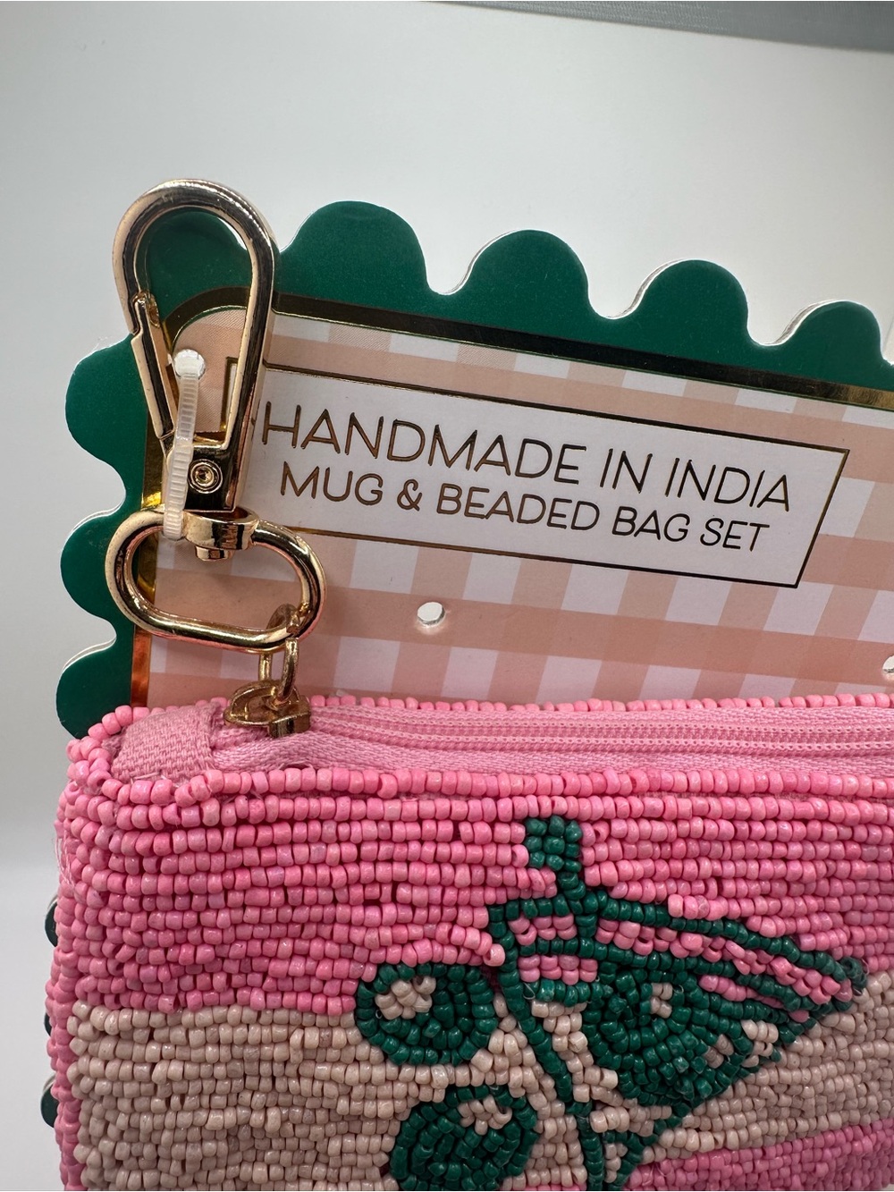 Luna & Sage Pink Beaded Cosmetic Wristlet Pouch - Picture 6 of 6